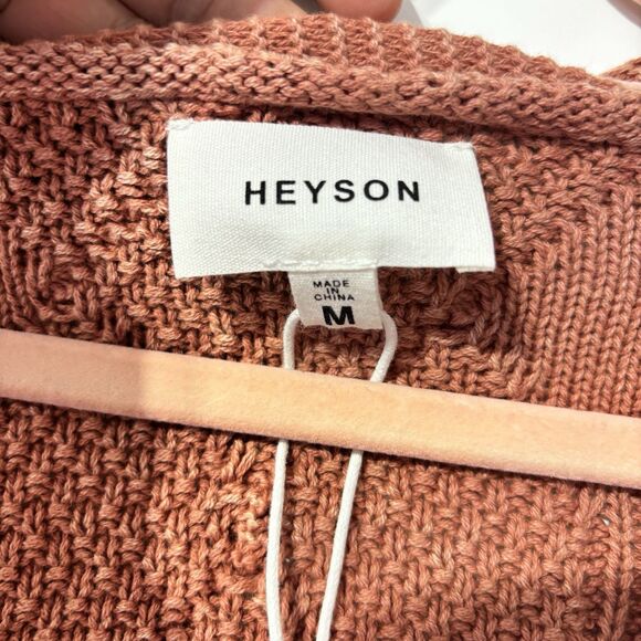 HEYSON Baked Clay Washed Cable Knit Button Down Cardigan Medium Bohemian NEW - Picture 5 of 9